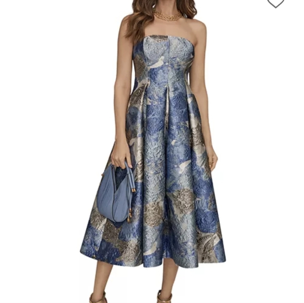 Donna Karan Strapless Jaquard Midi Dress 2 $379 - Picture 11 of 13